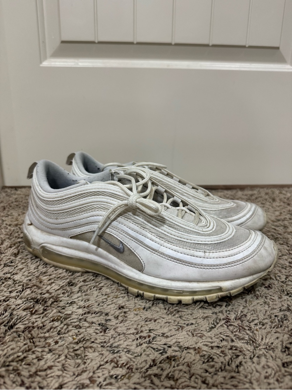 Nike Menโs Air Max 97 Sneakers in White and Light Gray